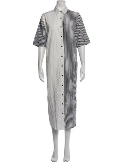 Pre-owned Tome Striped Long Dress In Black