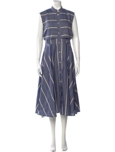 Pre-owned Tome Striped Long Dress In Blue