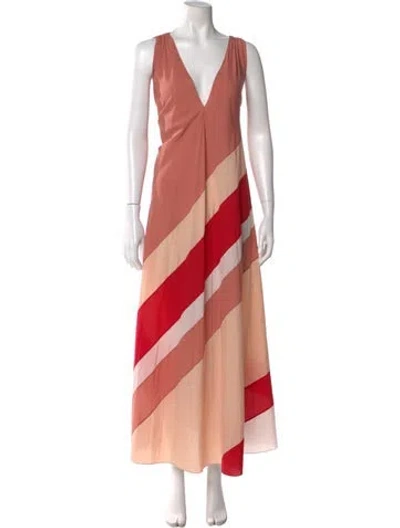 Pre-owned Tome Striped Long Dress In Neutral