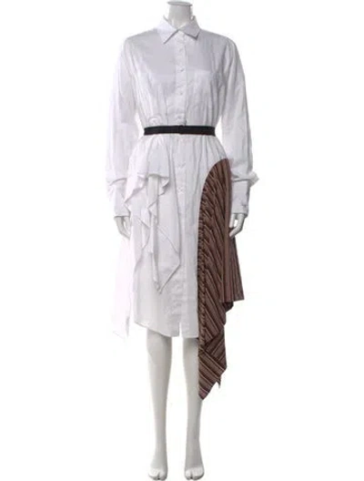 Pre-owned Tome Striped Long Dress In White