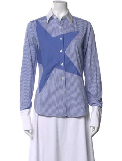 Pre-owned Tome Striped Long Sleeve Button-up Top In Multicolor