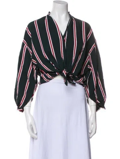 Pre-owned Tome Striped Long Sleeve Top In Green