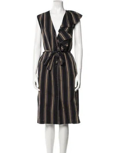 Pre-owned Tome Striped Midi Length Dress In Black