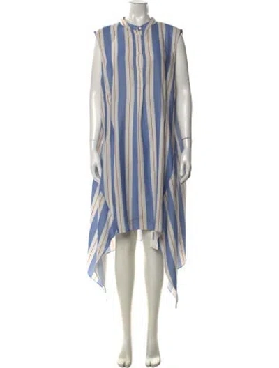 Pre-owned Tome Striped Midi Length Dress In Blue