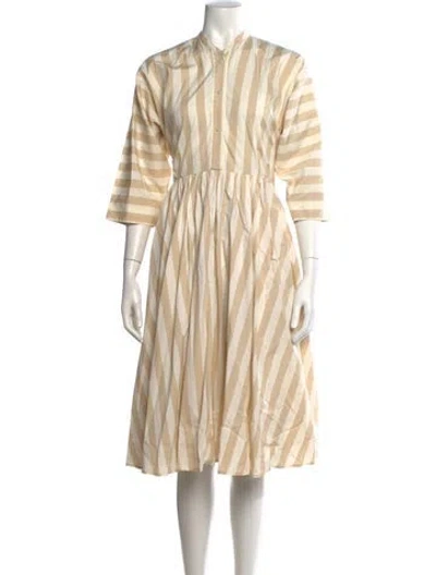 Pre-owned Tome Striped Midi Length Dress In Neutral