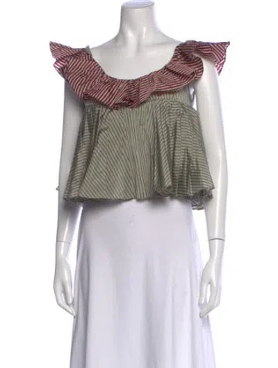 Pre-owned Tome Striped Off-the-shoulder Top In Neutral