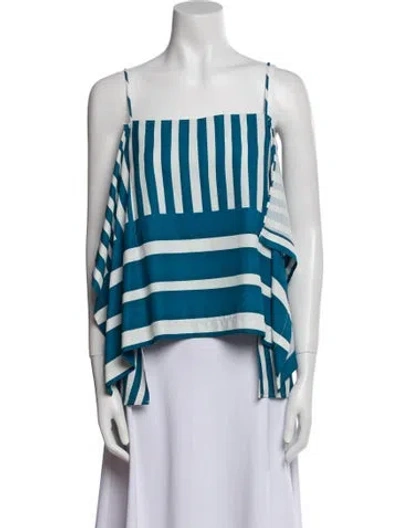 Pre-owned Tome Striped Square Neckline Top In Blue