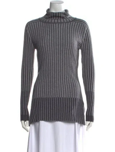 Pre-owned Tome Striped Turtleneck Top In Grey