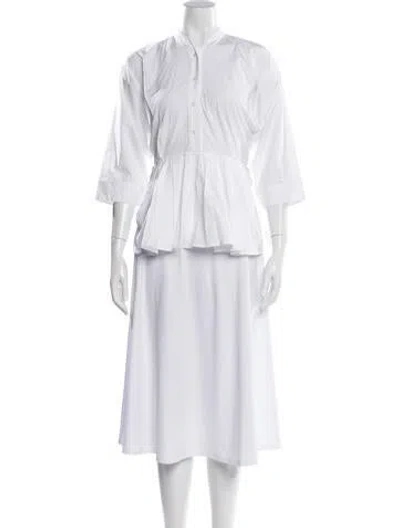 Pre-owned Tome Three-quarter Sleeve Button-up Top In White