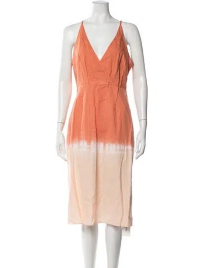 Pre-owned Tome Tie-dye Print Midi Length Dress In Orange