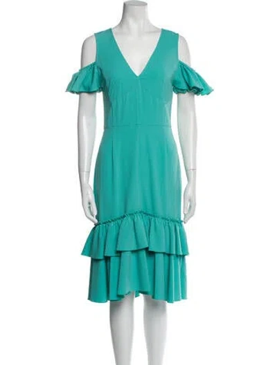 Pre-owned Tome V-neck Knee-length Dress In Blue