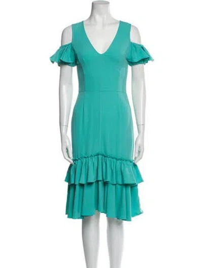 Pre-owned Tome V-neck Knee-length Dress In Blue