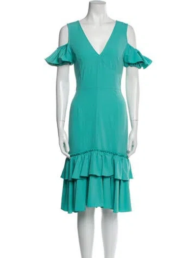 Pre-owned Tome V-neck Knee-length Dress In Blue