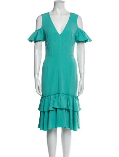 Pre-owned Tome V-neck Knee-length Dress In Blue