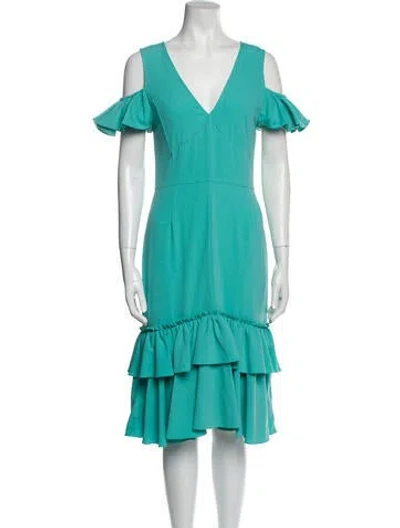 Pre-owned Tome V-neck Knee-length Dress In Blue