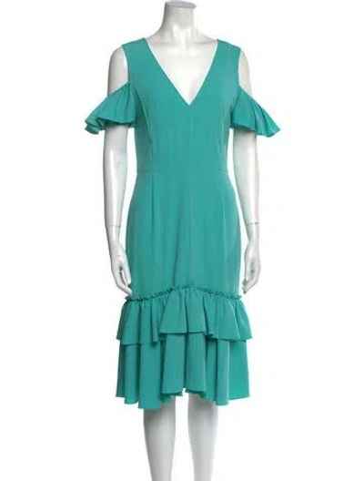 Pre-owned Tome V-neck Knee-length Dress In Blue