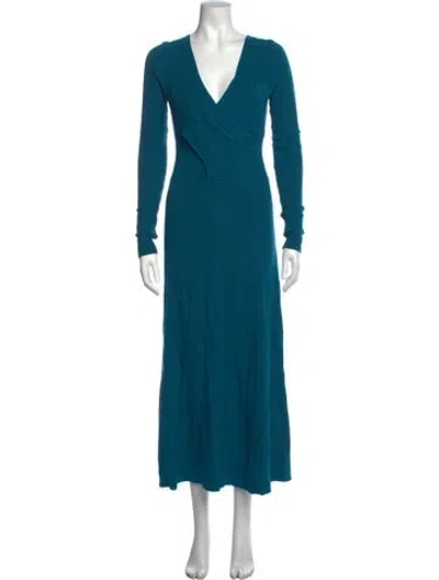 Pre-owned Tome V-neck Long Dress In Blue