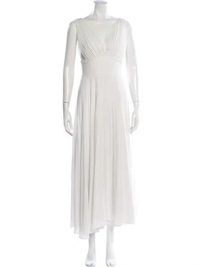 Pre-owned Tome V-neck Long Dress In White