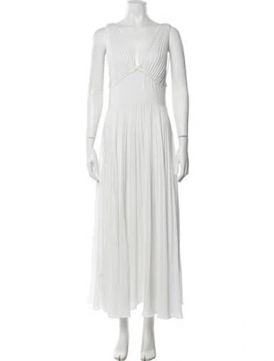 Pre-owned Tome V-neck Long Dress In White