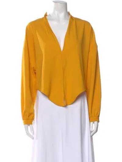 Pre-owned Tome V-neck Long Sleeve Blouse In Yellow