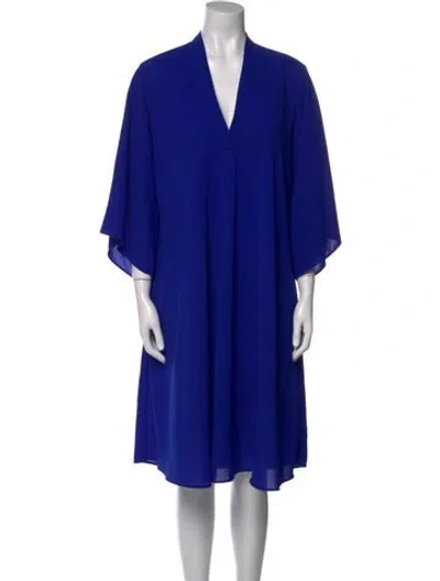 Pre-owned Tome V-neck Midi Length Dress In Blue