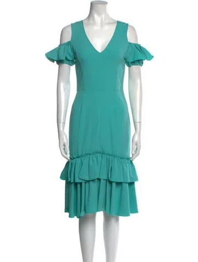 Pre-owned Tome V-neck Midi Length Dress In Blue