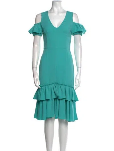 Pre-owned Tome V-neck Midi Length Dress In Blue