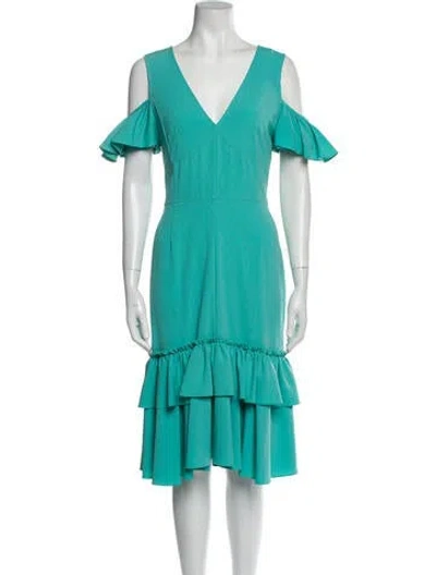 Pre-owned Tome V-neck Midi Length Dress In Blue