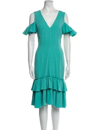 Pre-owned Tome V-neck Midi Length Dress In Blue