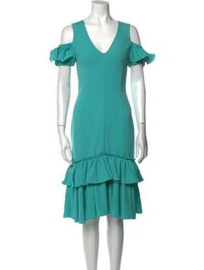 Pre-owned Tome V-neck Midi Length Dress In Blue