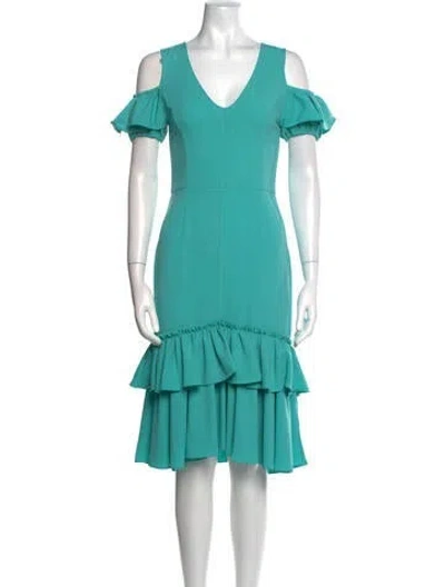 Pre-owned Tome V-neck Midi Length Dress In Blue