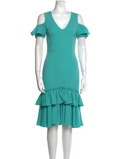 Pre-owned Tome V-neck Midi Length Dress In Blue