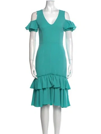 Pre-owned Tome V-neck Midi Length Dress In Blue