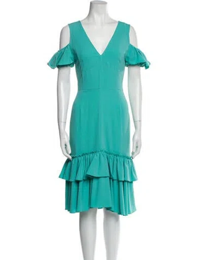 Pre-owned Tome V-neck Midi Length Dress In Blue