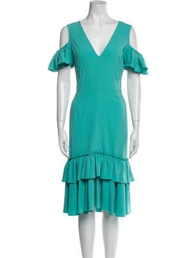 Pre-owned Tome V-neck Midi Length Dress In Blue