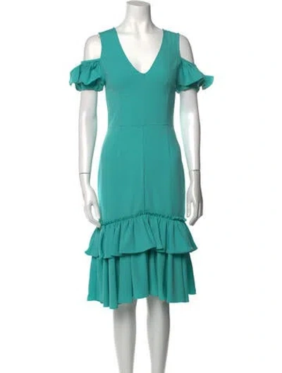 Pre-owned Tome V-neck Midi Length Dress In Blue