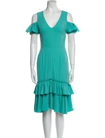 Pre-owned Tome V-neck Midi Length Dress In Blue