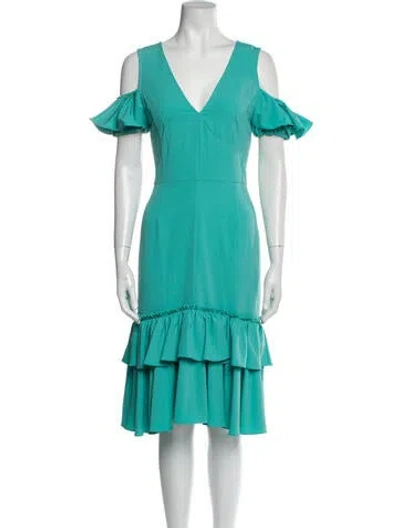 Pre-owned Tome V-neck Midi Length Dress In Blue