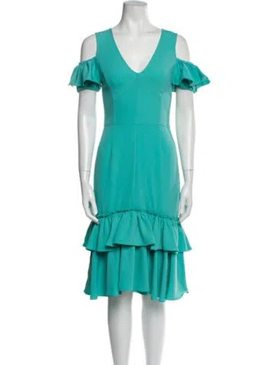 Pre-owned Tome V-neck Midi Length Dress In Blue