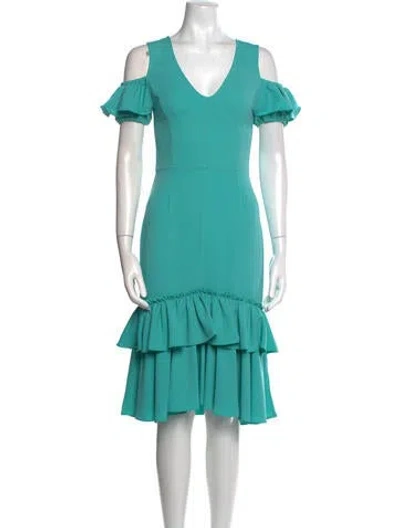 Pre-owned Tome V-neck Midi Length Dress In Blue