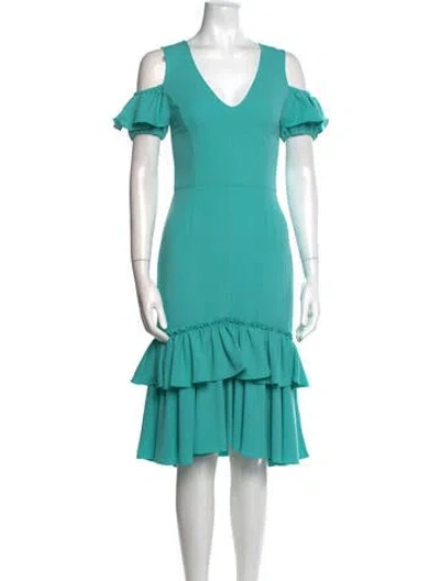 Pre-owned Tome V-neck Midi Length Dress In Blue