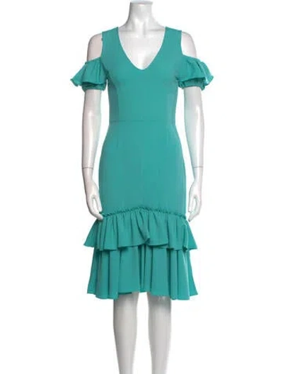 Pre-owned Tome V-neck Midi Length Dress In Blue