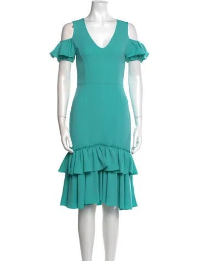 Pre-owned Tome V-neck Midi Length Dress In Blue