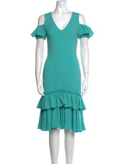 Pre-owned Tome V-neck Midi Length Dress In Blue