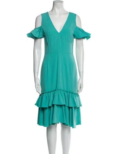 Pre-owned Tome V-neck Midi Length Dress In Blue