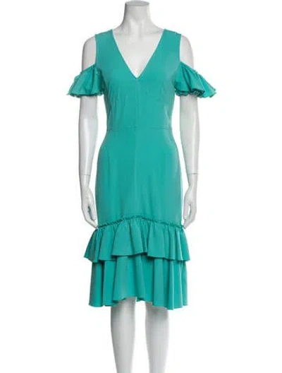 Pre-owned Tome V-neck Midi Length Dress In Blue