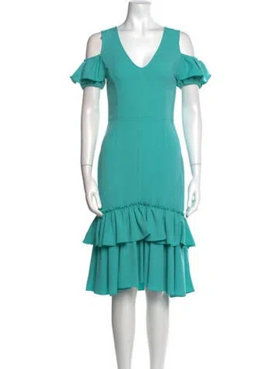 Pre-owned Tome V-neck Midi Length Dress In Blue