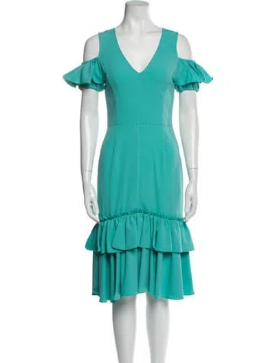 Pre-owned Tome V-neck Midi Length Dress In Blue