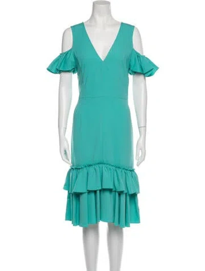 Pre-owned Tome V-neck Midi Length Dress In Blue