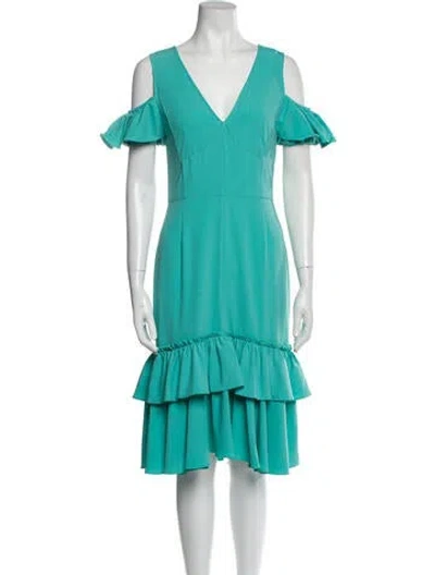 Pre-owned Tome V-neck Midi Length Dress In Blue